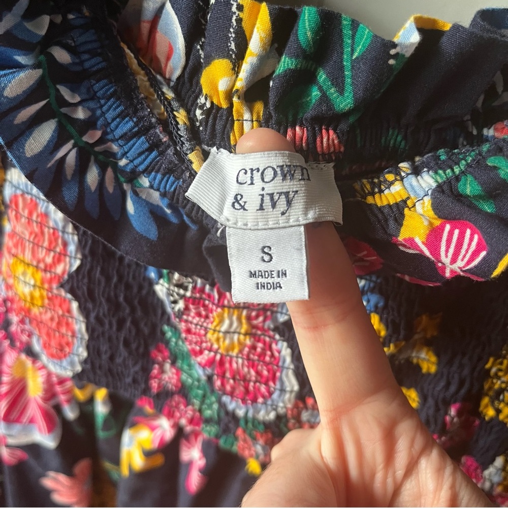 Crown & Ivy Pure Cotton Floral Leopard Zebra Tiered Smocked Dress Made In India - Picture 3 of 6